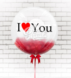 Шар BUBBLE с перьями "I Love You"